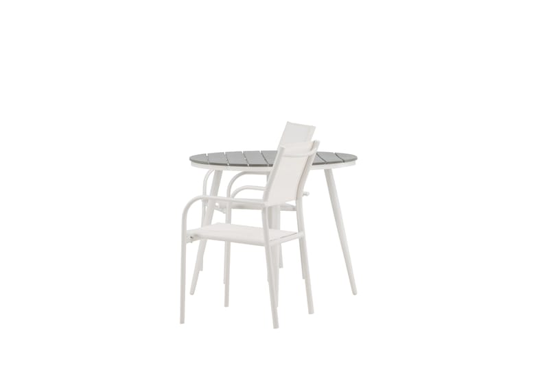 Ruokailuryhmä Break Pyöreä 70 cm 2 Santorini tuolia - Hopea/Harmaa - Puutarhakalusteet - Ulkoryhmä - Ruokailuryhmät ulos