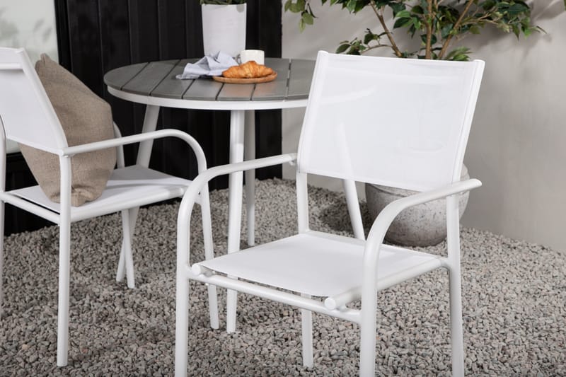 Ruokailuryhmä Break Pyöreä 70 cm 2 Santorini tuolia - Hopea/Harmaa - Puutarhakalusteet - Ulkoryhmä - Ruokailuryhmät ulos