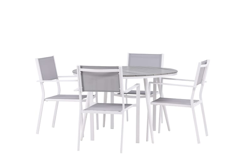 Ruokailuryhmä Break Pyöreä 120 cm 4 Copacabana tuolia - Valkoinen - Puutarhakalusteet - Ulkoryhmä - Ruokailuryhmät ulos