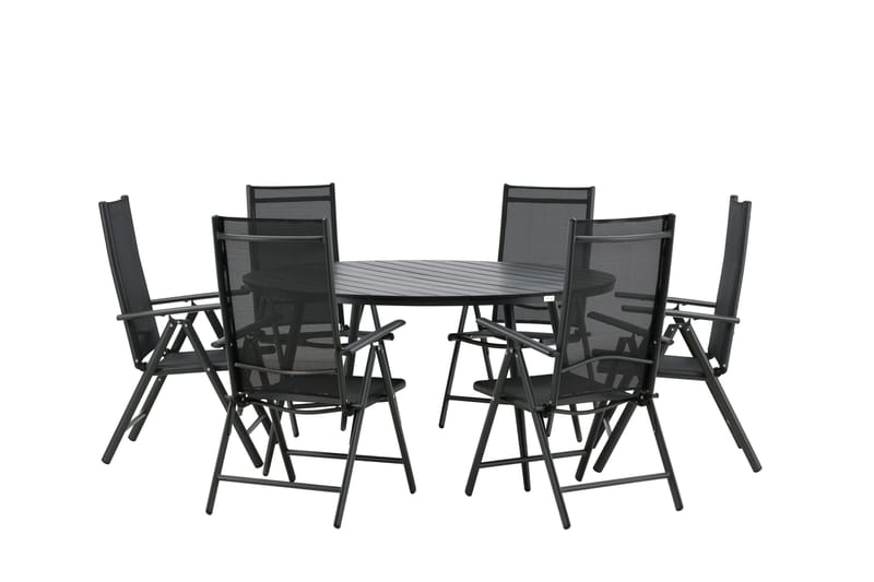 Ruokailuryhmä Break Pyöreä 120 cm 6 Break säätötuolia - Musta - Puutarhakalusteet - Ulkoryhmä - Ruokailuryhmät ulos