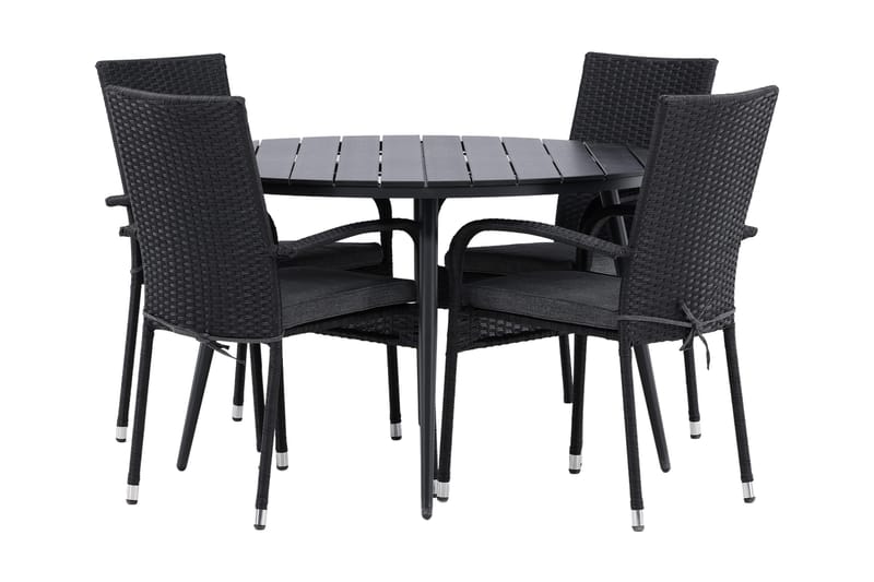 Ruokailuryhmä Break Py öreä 120 cm 4 Anna tuolia - Beige/Musta - Puutarhakalusteet - Ulkoryhmä - Ruokailuryhmät ulos