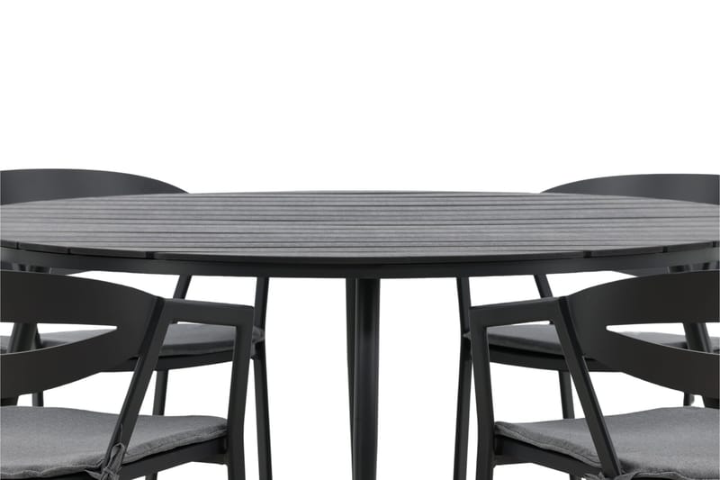 Ruokailuryhmä Break Pyöreä 120 cm 6 Slit tuolia, Musta
