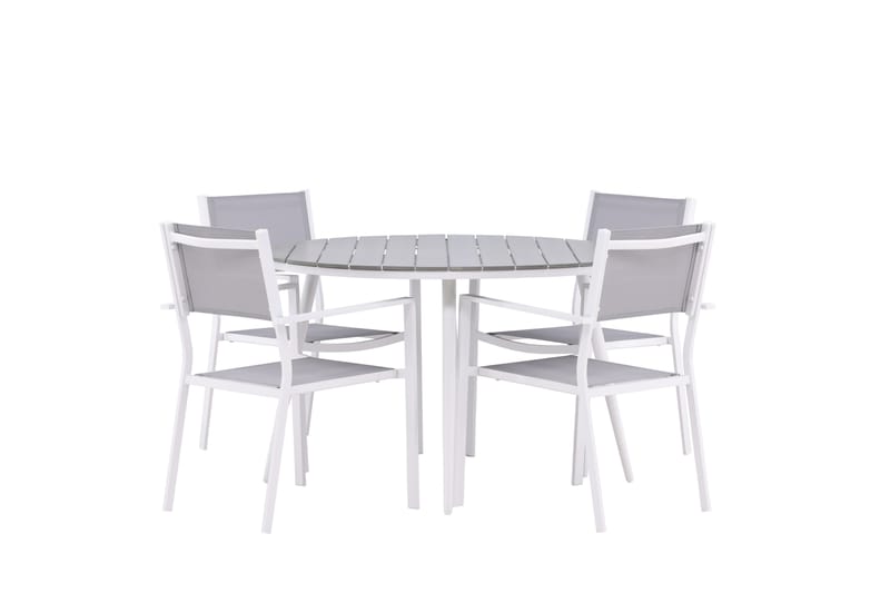 Ruokailuryhmä Break Pyöreä 120 cm 4 Copacabana tuolia - Valkoinen - Puutarhakalusteet - Ulkoryhmä - Ruokailuryhmät ulos