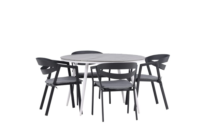Ruokailuryhmä Break Pyöreä 120 cm 4 Slit ruokatuolia - Musta/Harmaa - Puutarhakalusteet - Ulkoryhmä - Ruokailuryhmät ulos