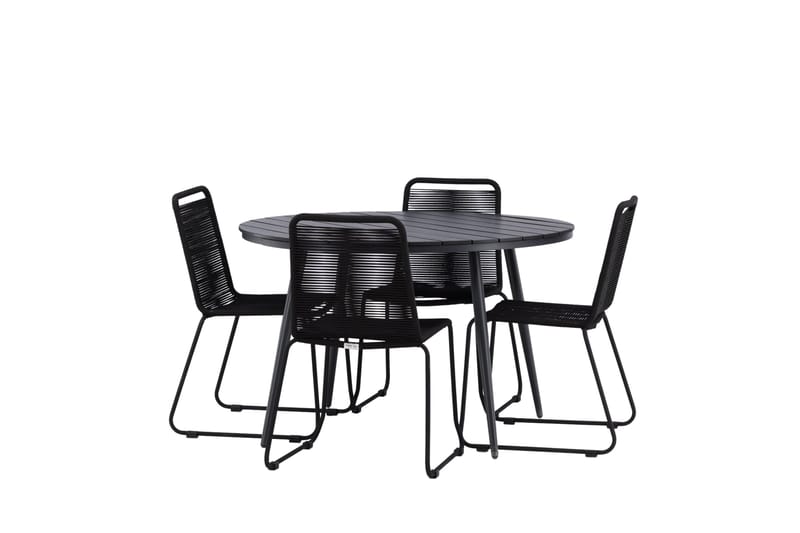 Ruokailuryhmä Break Pyöreä 120 cm 4 Lindos tuolia - Musta - Puutarhakalusteet - Ulkoryhmä - Ruokailuryhmät ulos