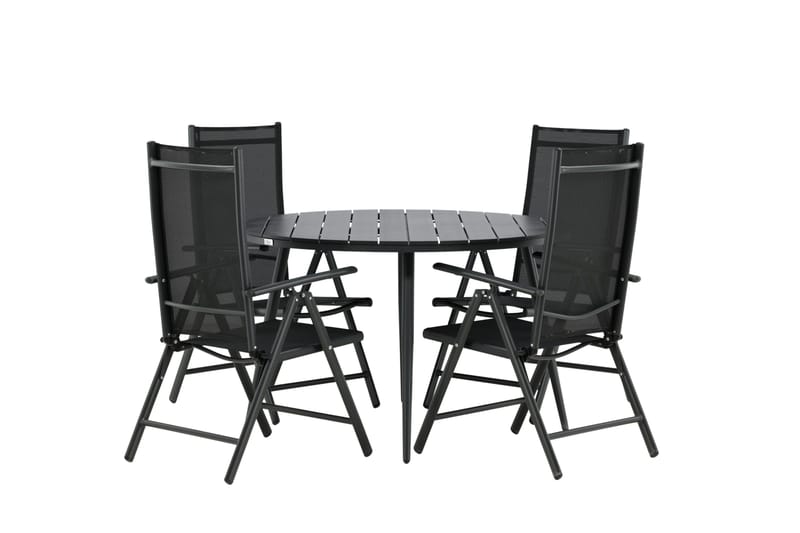 Ruokailuryhmä Break Pyöreä 120cm 4 Break Säätötuolia - Musta - Puutarhakalusteet - Ulkoryhmä - Ruokailuryhmät ulos