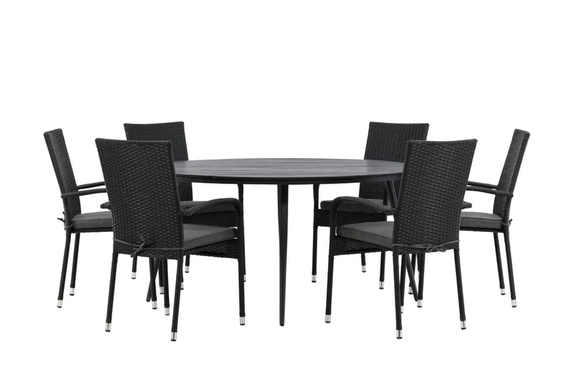 Ruokailuryhmä Break Pyöreä 120 cm 6 Anna tuolia, Musta