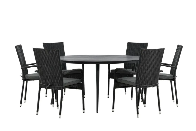 Ruokailuryhmä Break Pyöreä 120 cm 6 Anna tuolia, Musta