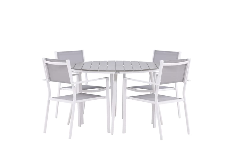 Ruokailuryhmä Break Pyöreä 120 cm 4 Copacabana tuolia - Valkoinen - Puutarhakalusteet - Ulkoryhmä - Ruokailuryhmät ulos