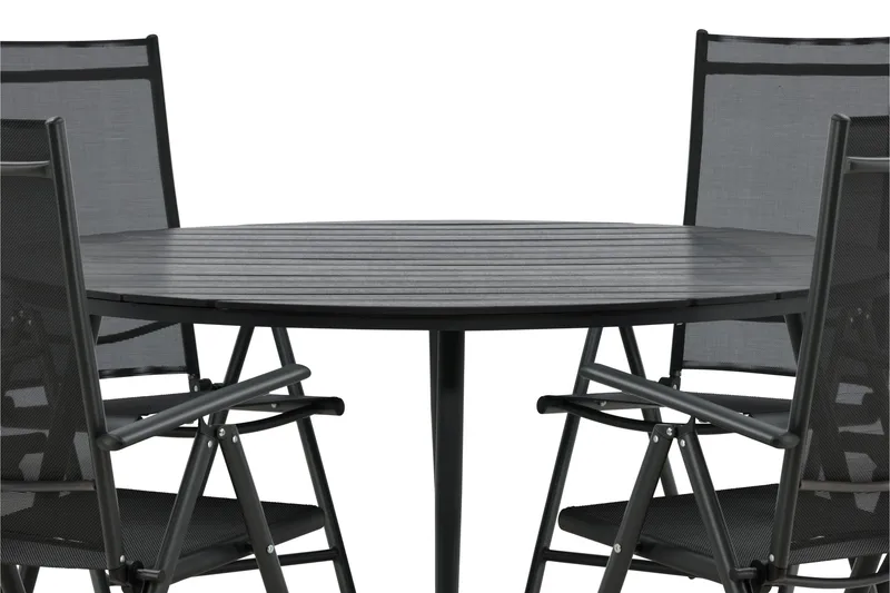 Ruokailuryhmä Break Pyöreä 120 cm 6 Break säätötuolia - Musta - Puutarhakalusteet - Ulkoryhmä - Ruokailuryhm ät ulos