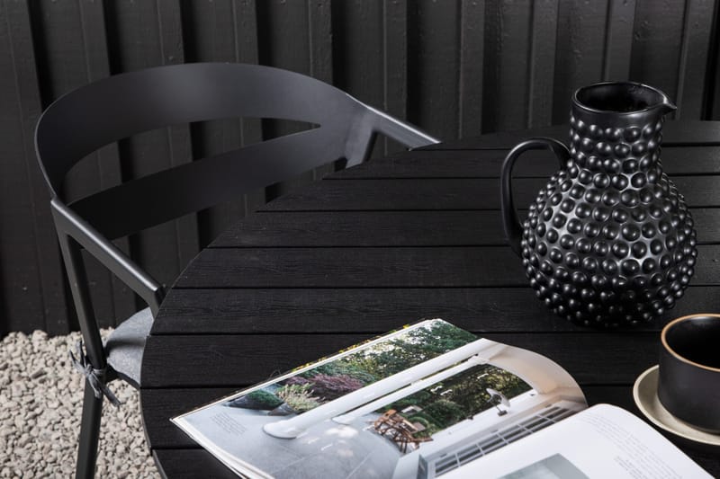 Ruokailuryhmä Break Pyöreä 120 cm 4 Slit tuolia - Beige/Musta - Puutarhakalusteet - Ulkoryhmä - Ruokailuryhmät ulos