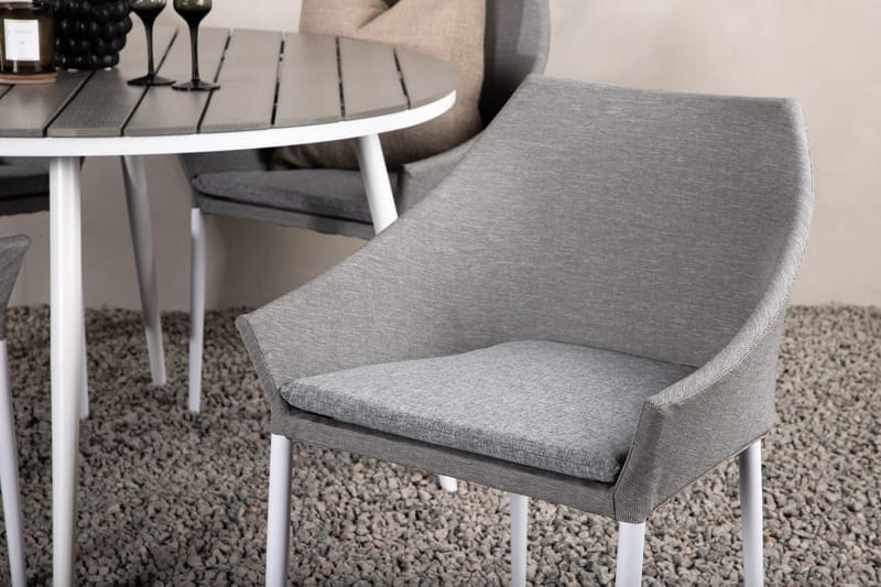 Ruokailuryhmä Break Pyöreä 150 cm 4 Spoga ruokatuolia - Valkoinen/Harmaa - Puutarhakalusteet - Ulkoryhmä - Ruokailuryhmät ulos