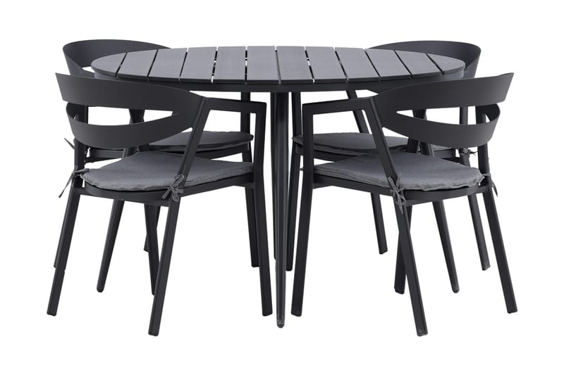 Ruokailuryhmä Break Py öreä 120 cm 4 Slit tuolia - Beige/Musta - Puutarhakalusteet - Ulkoryhmä - Ruokailuryhmät ulos