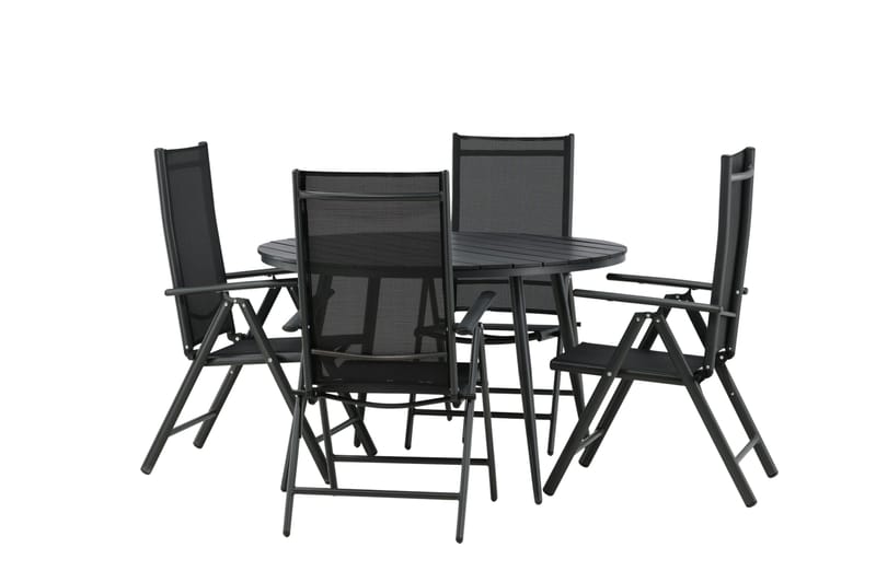 Ruokailuryhmä Break Pyöreä 120cm 4 Break Säätötuolia - Musta - Puutarhakalusteet - Ulkoryhmä - Ruokailuryhmät ulos