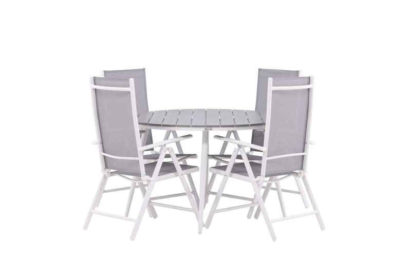 Ruokailuryhmä Break Pyöreä 120 cm 4 Break säätötuolia, Valkoinen/Harmaa