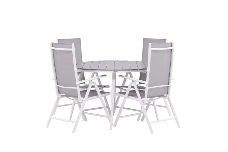 Ruokailuryhmä Break Pyöreä 120 cm 4 Break säätötuolia, Valkoinen/Harmaa