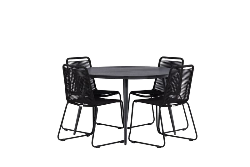 Ruokailuryhmä Break Pyöreä 120 cm 4 Lindos tuolia - Musta - Puutarhakalusteet - Ulkoryhmä - Ruokailuryhmät ulos
