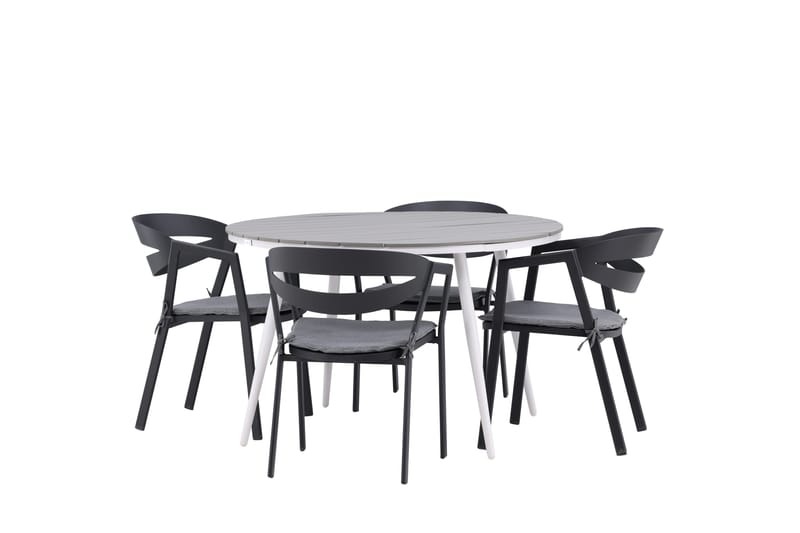 Ruokailuryhmä Break Pyöreä 120 cm 4 Slit ruokatuolia - Musta/Harmaa - Puutarhakalusteet - Ulkoryhmä - Ruokailuryhmät ulos