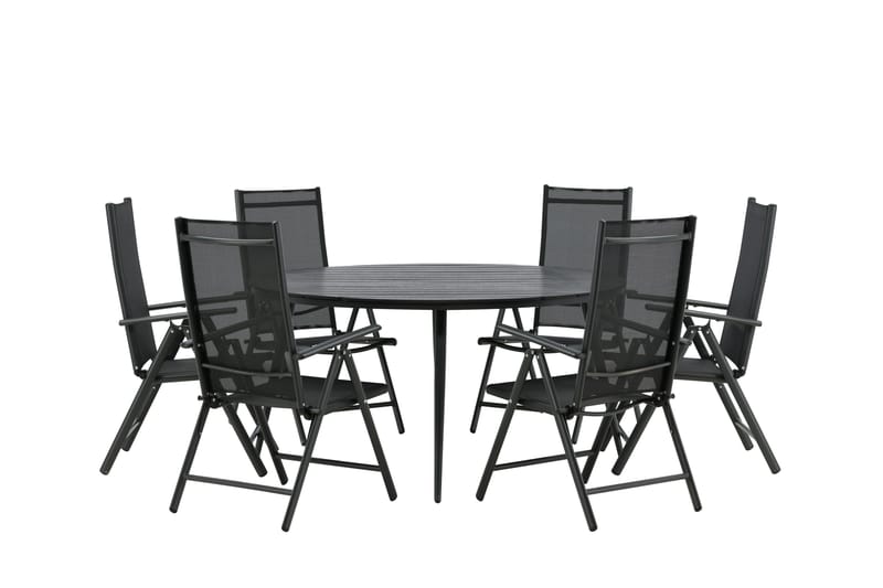 Ruokailuryhmä Break Pyöreä 120 cm 6 Break säätötuolia, Musta