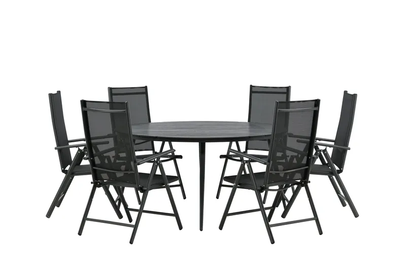 Ruokailuryhmä Break Pyöreä 120 cm 6 Break säätötuolia, Musta