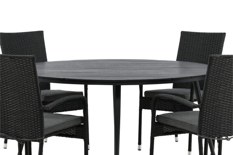 Ruokailuryhmä Break Pyöreä 120 cm 6 Anna tuolia - Musta - Puutarhakalusteet - Ulkoryhmä - Ruokailuryhmät ulos
