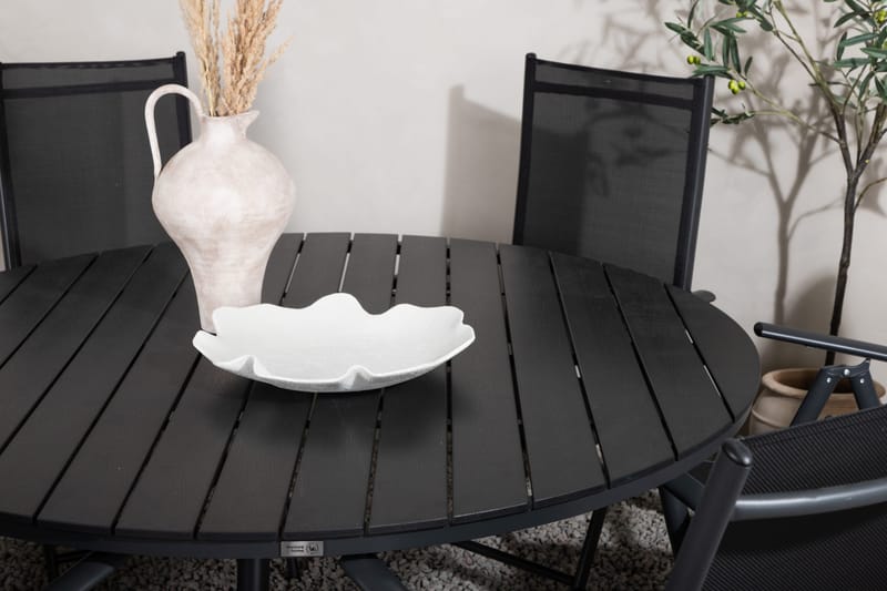 Ruokailuryhmä Break Pyöreä 120 cm 6 Break säätötuolia - Musta - Puutarhakalusteet - Ulkoryhmä - Ruokailuryhmät ulos