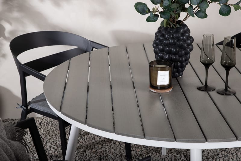 Ruokailuryhmä Break Pyöreä 120 cm 4 Slit ruokatuolia - Musta/Harmaa - Puutarhakalusteet - Ulkoryhmä - Ruokailuryhmät ulos
