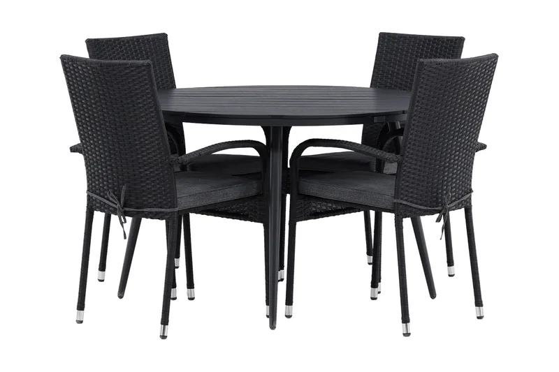 Ruokailuryhmä Break Pyöreä 120 cm 4 Anna tuolia, Beige/Musta