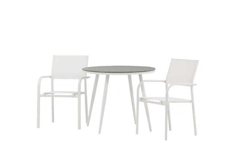 Ruokailuryhmä Break Pyöreä 70 cm 2 Santorini tuolia - Hopea/Harmaa - Puutarhakalusteet - Ulkoryhmä - Ruokailuryhmät ulos