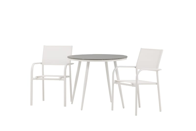 Ruokailuryhmä Break Pyöreä 70 cm 2 Santorini tuolia - Hopea/Harmaa - Puutarhakalusteet - Ulkoryhmä - Ruokailuryhmät ulos