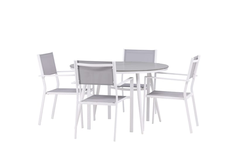 Ruokailuryhmä Break Pyöreä 120 cm 4 Copacabana tuolia - Valkoinen - Puutarhakalusteet - Ulkoryhmä - Ruokailuryhmät ulos