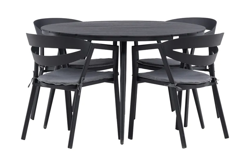 Ruokailuryhmä Break Pyöreä 120 cm 4 Slit tuolia, Beige/Musta