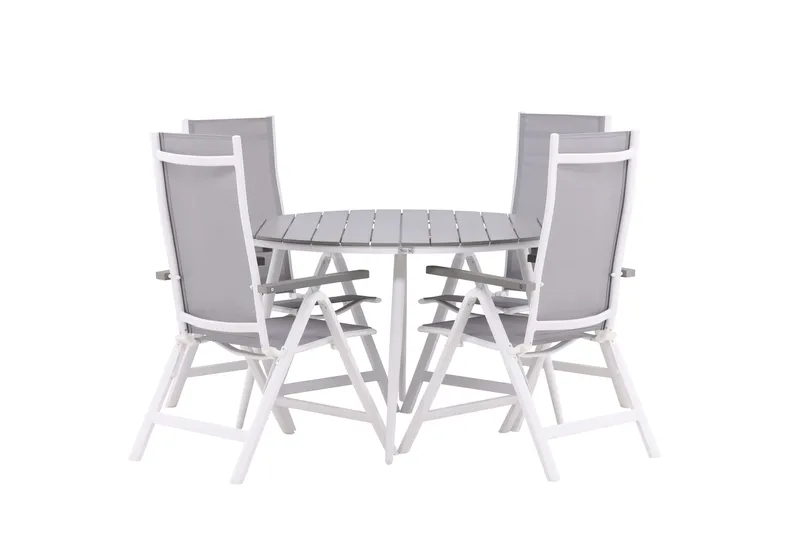 Ruokailuryhmä Break Pyöreä 120 cm 4 Albany Säätötuolia, Valkoinen/Harmaa