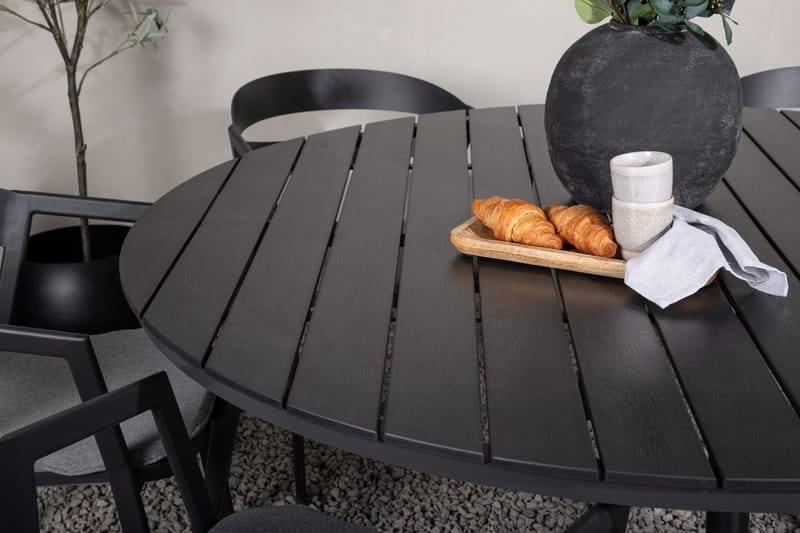 Ruokailuryhmä Break Pyöreä 120 cm 6 Slit tuolia - Musta - Puutarhakalusteet - Ulkoryhmä - Ruokailuryhmät ulos
