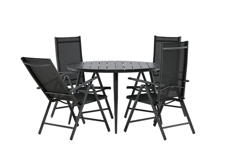 Ruokailuryhmä Break Pyöreä 120cm 4 Break Säätötuolia - Musta - Puutarhakalusteet - Ulkoryhmä - Ruokailuryhmät ulos