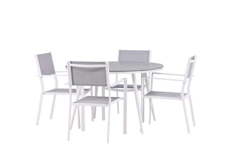 Ruokailuryhmä Break Pyöreä 120 cm 4 Copacabana tuolia - Valkoinen - Puutarhakalusteet - Ulkoryhmä - Ruokailuryhmät ulos
