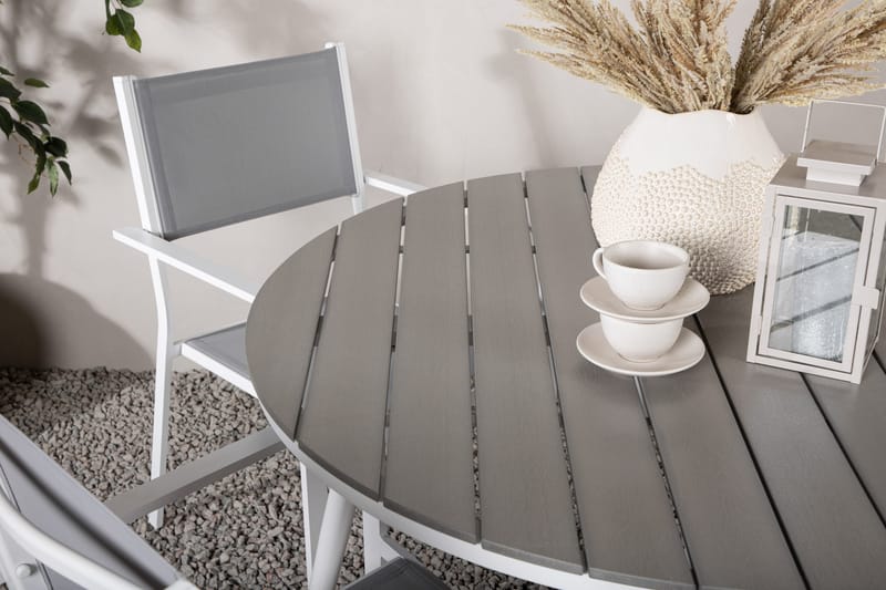 Ruokailuryhmä Break Pyöreä 120 cm 4 Copacabana tuolia - Valkoinen - Puutarhakalusteet - Ulkoryhmä - Ruokailuryhmät ulos