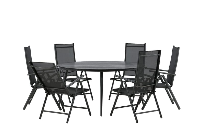 Ruokailuryhmä Break Pyöreä 120 cm 6 Break säätötuolia - Musta - Puutarhakalusteet - Ulkoryhmä - Ruokailuryhmät ulos