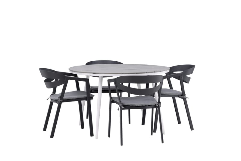 Ruokailuryhmä Break Pyöreä 120 cm 4 Slit ruokatuolia - Musta/Harmaa - Puutarhakalusteet - Ulkoryhmä - Ruokailuryhmät ulos