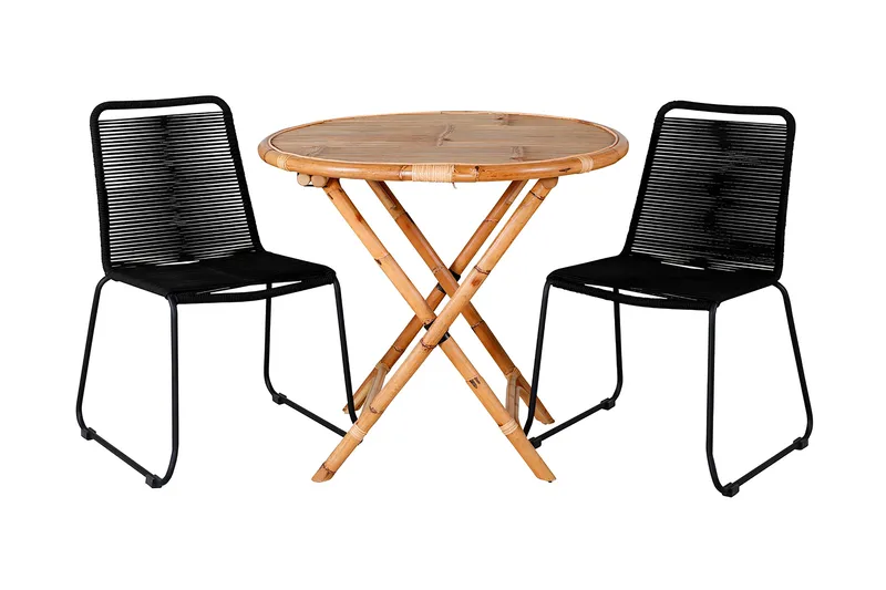 Ruokailuryhmä Cane Pyöreä 80 cm 2 Lindos tuolia, Valkoinen