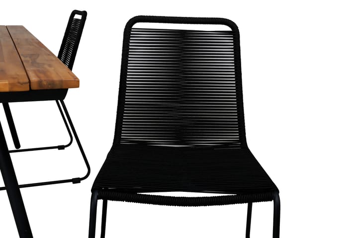 Ruokailuryhmä Chan 200 cm 4 Lindos tuolia Musta/Harmaa - Venture Home - Ruokailuryhmät ulos