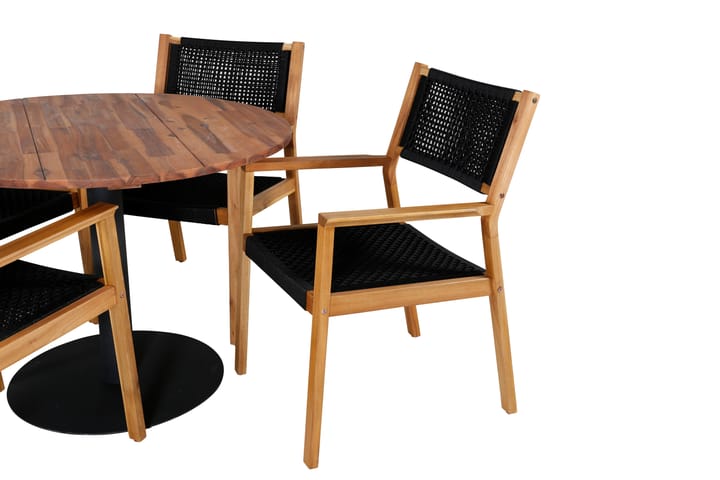 Ruokailuryhmä Cot Pyöreä 100 cm 4 Little tuolia Musta - Venture Home - Ruokailuryhmät ulos