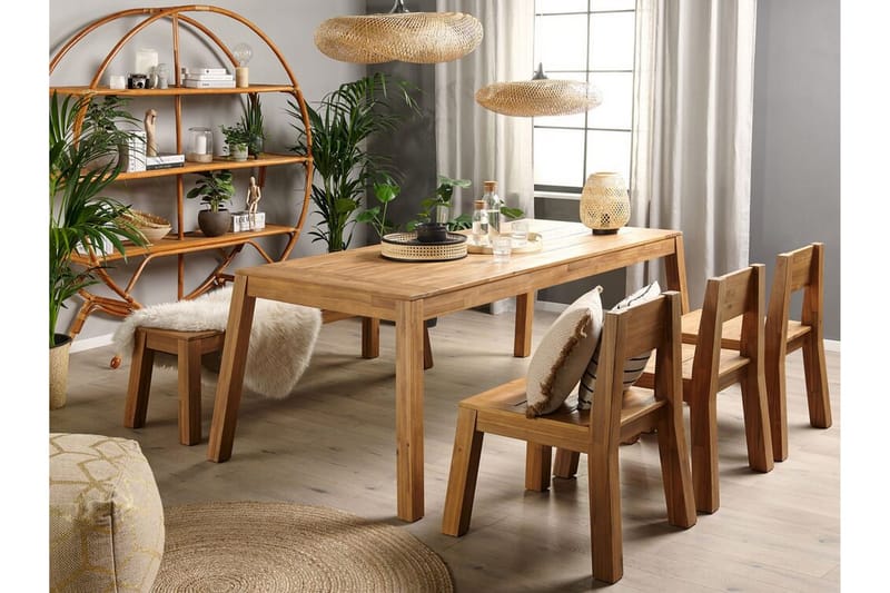 Ruokailuryhmä Coteto 225 cm + 3 tuolia + penkki - Akaasia - Puutarhakalusteet - Ulkoryhm ä - Ruokailuryhmät ulos