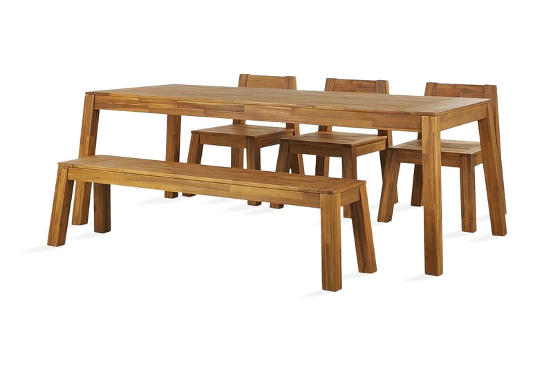 Ruokailuryhmä Coteto 225 cm + 3 tuolia + penkki, Akaasia