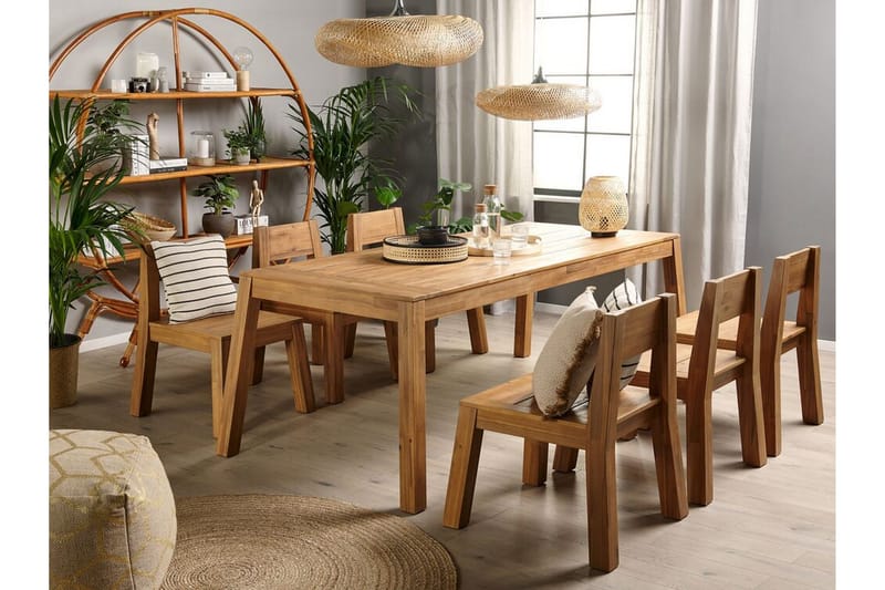 Ruokailuryhmä Coteto 225 cm + 6 tuolia - Akaasia - Puutarhakalusteet - Ulkoryhmä - Ruokailuryhmät ulos