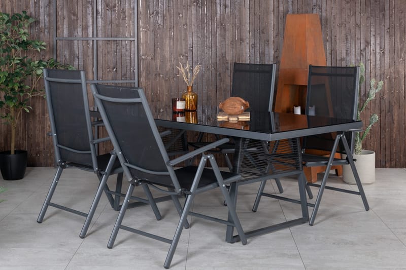 Ruokailuryhmä Dallas 193 cm 4 Break tuolia - Musta/Harmaa - Puutarhakalusteet - Ulkoryhmä - Ruokailuryhmät ulos