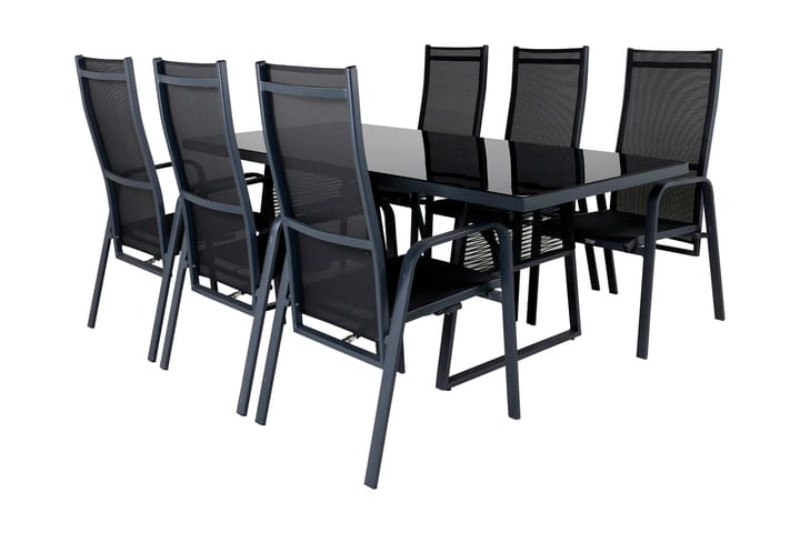 Ruokailuryhmä Dallas 193 cm 6 Copacabana tuolia Musta/Harmaa - Venture Home - Ruokailuryhmät ulos