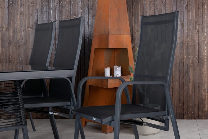 Ruokailuryhmä Dallas 193 cm 6 Copacabana tuolia - Musta/Harmaa - Puutarhakalusteet - Ulkoryhmä - Ruokailuryhmät ulos