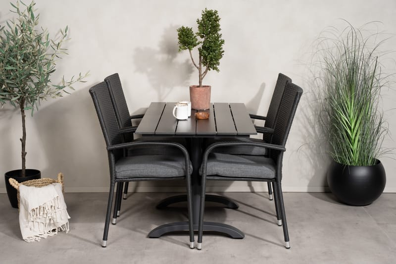 Ruokailuryhmä Denver 120 cm 4 Anna tuolia - Musta - Puutarhakalusteet - Ulkoryhmä - Ruokailuryhmät ulos