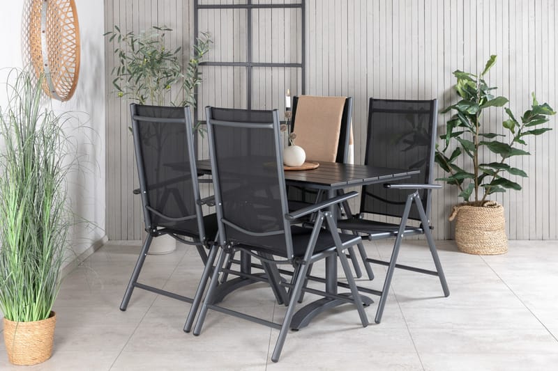 Ruokailuryhmä Denver 120 cm 4 Break tuolia Musta - Venture Home - Puutarhakalusteet - Ulkoryhmä - Ruokailuryhmät ulos